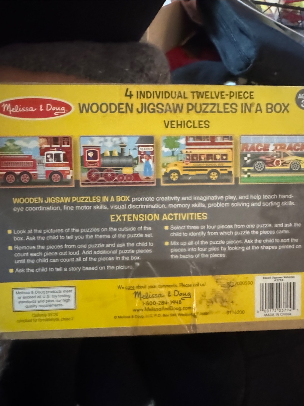 Melissa & Doug Yellow Vehicles Wooden Jigsaw Puzzle Set
